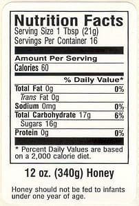 honey nutrition label brightonhoney.com