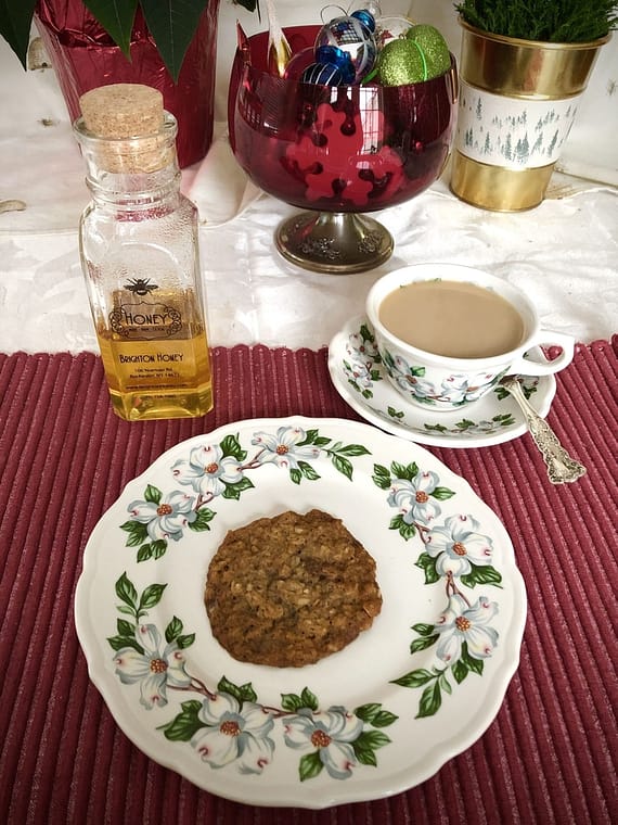 cookie and chai tea with honey